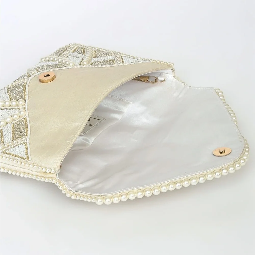 Lulus Piece of Love White Multi Beaded Clutch - Picture 9 of 11